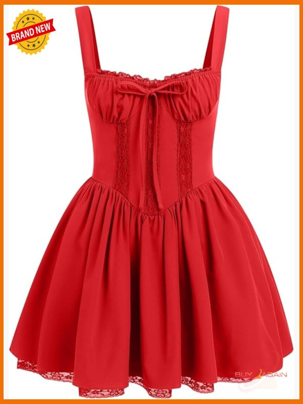 Women's Corset Mini Dress Spaghetti Strap Lace Ruffle Summer Sundress